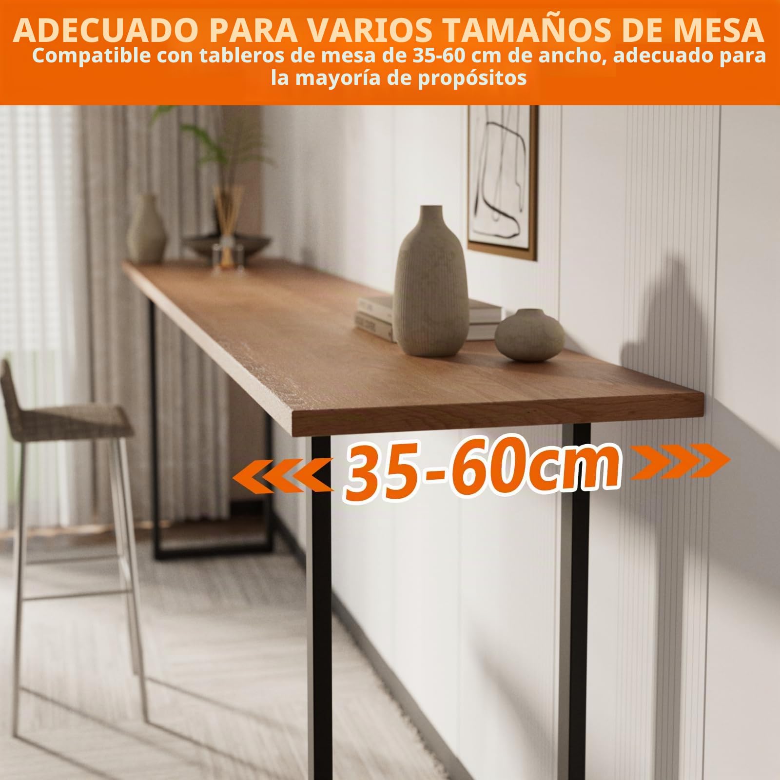 Homtone 2 patas de barra de desayuno resistentes, patas de mesa de metal rústico resistentes para mesa alta, mesa de bar, proyectos de muebles de bricolaje, color negro (91 x 35 cm, cuadradas)