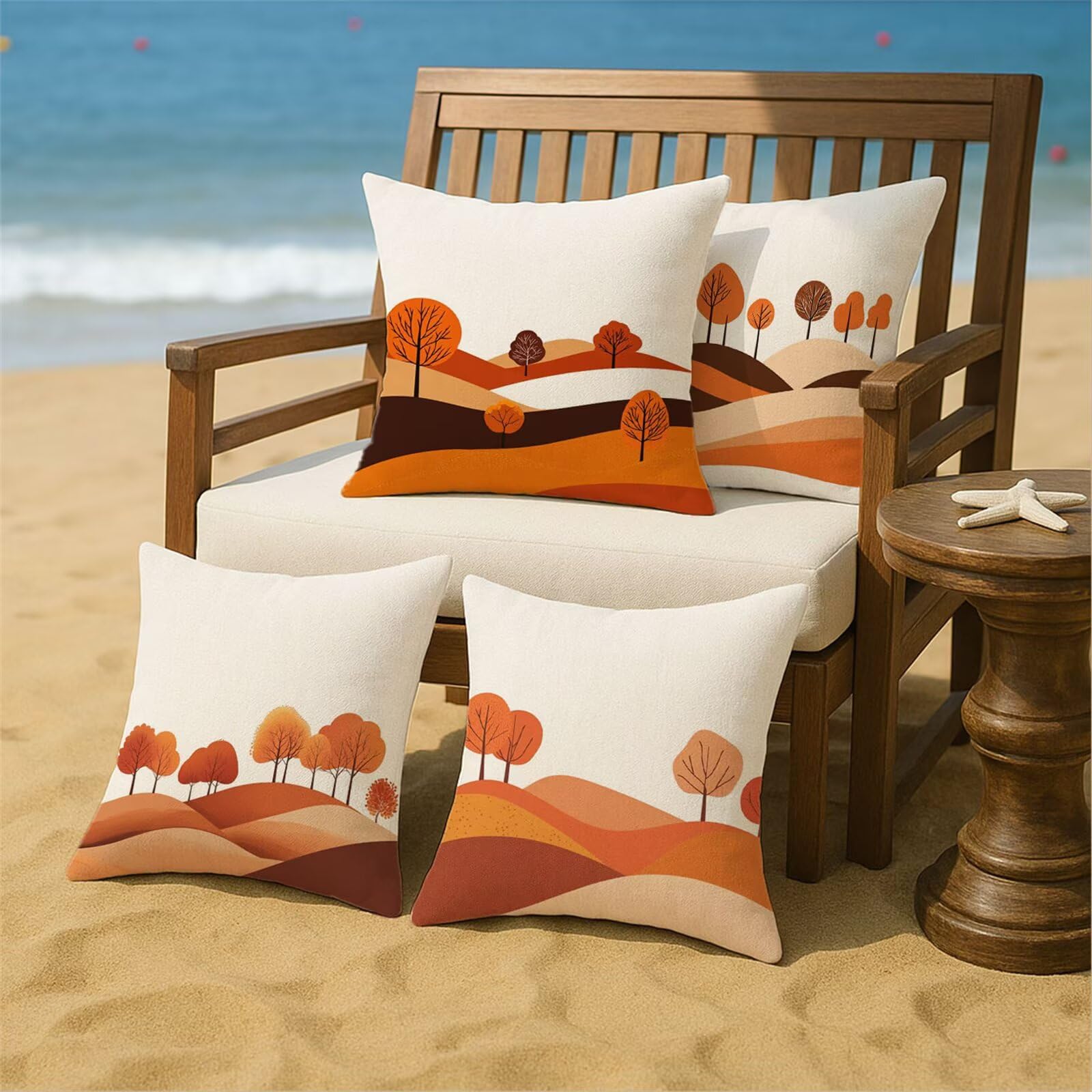 Outdoor Kissen Braun Kissenbezug 60x60 cm 4er Set Balkon Dekokissen Wüste Outdoor Kissenhülle Wasserdichte Samt Doppelseitiger Gedruckte Sofakissen Garten Balkon Zierpolster OutdoorDeko, Gifts z-407