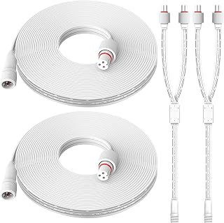 2 Set 16FT Extension Cable for Permanent Outdoor Lights with Y-Splitter | 1 Female to 2 Male, IP68 Waterproof Extension Cord, 3 Pin Power Cord for Go-vee H705A H705B H705C H706A H706B H706C