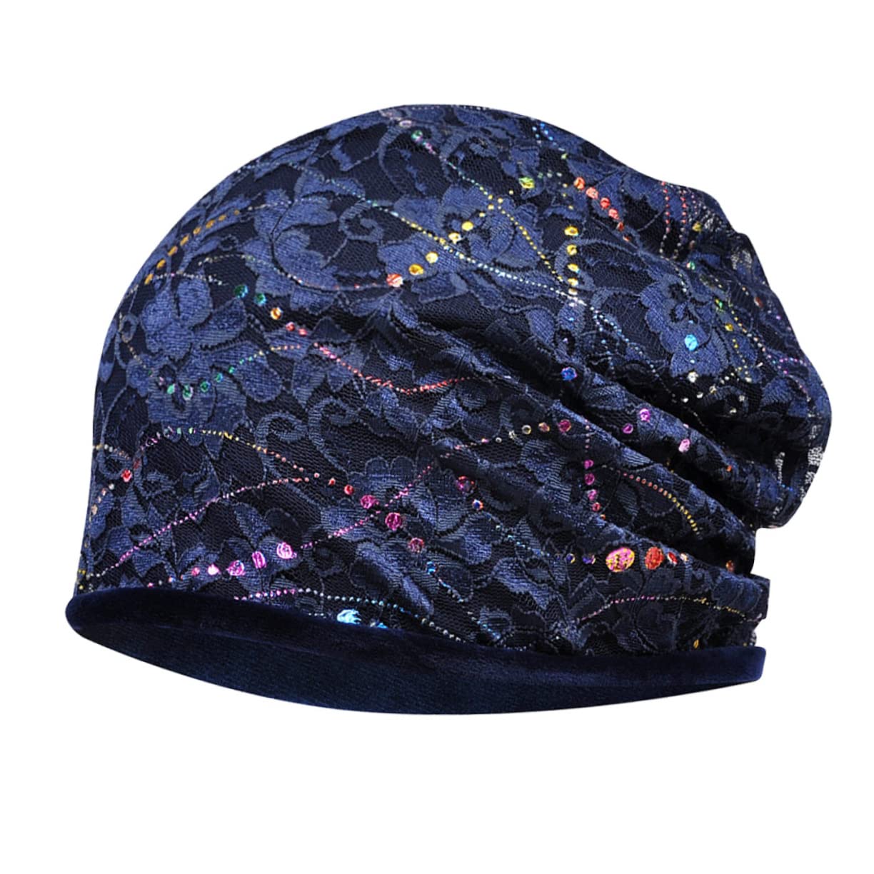 2piezas Turbante De Encaje Transpirable Para Mujer Gorro Flexibles y Práctico Para Uso Diario Sombrero De Moda Diseño Hollow Color Azul