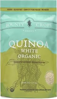 Bounty Crops Organic White Quinoa 5 lb - Gluten-Free Non-GMO Superfood, High Protein Fiber Iron Potassium, Peruvian Andes Sourced Vegan