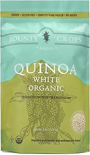 Bounty Crops Organic White Quinoa (5 lb, 80 oz, 2.27 kg), Fiber, Iron an...