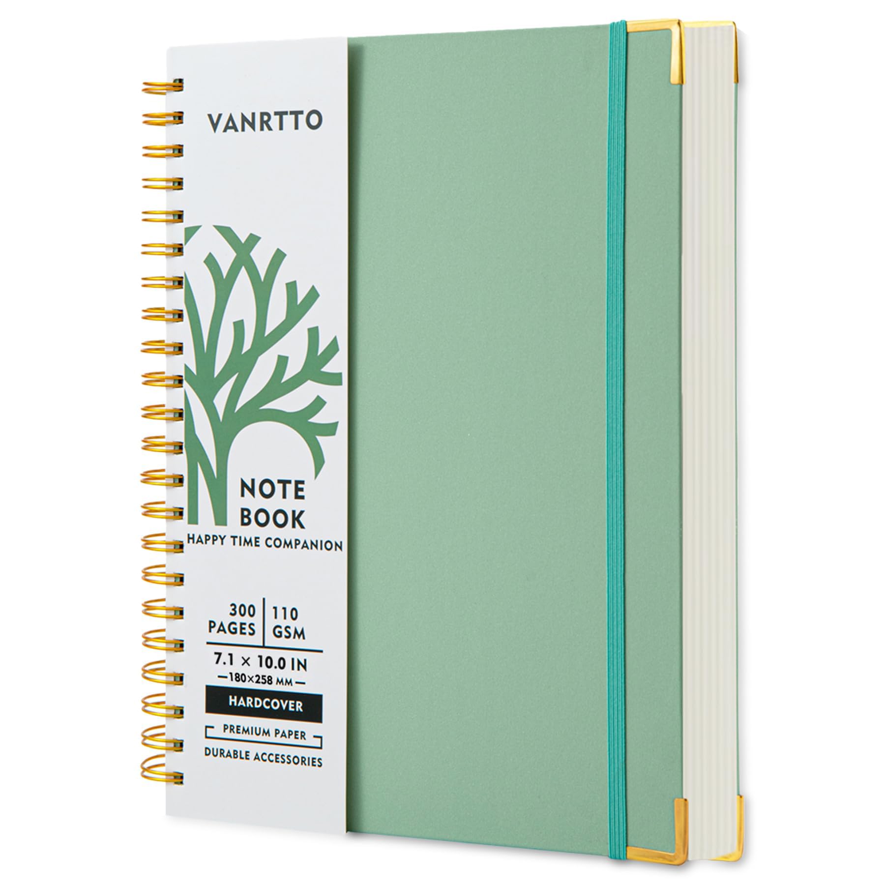 Cuaderno de espiral de tapa dura, cuadernos B5 con rayas universitarias, cuadernos de papel grueso de 110 g/m² para trabajo, escuela y viajes, diarios de 300 páginas para escribir, diario grande para