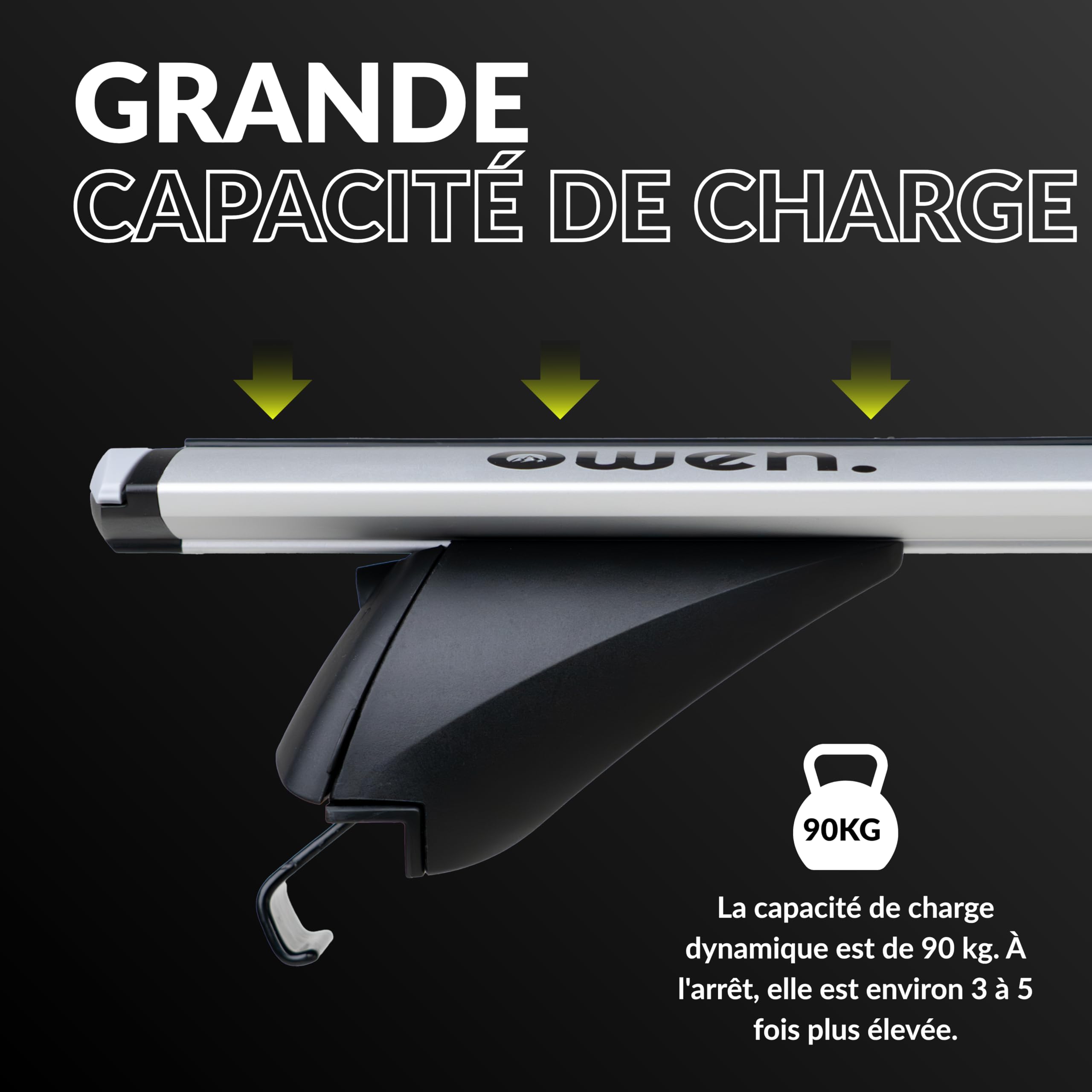 Owen 3.0 Pro Argent 135cm - Barres de Toit universelles pour Rails fermés & affleurants | Capacité de 90 kg | Montage en 2 Min | Certifié TÜV | Performance supérieure pour Votre Voiture