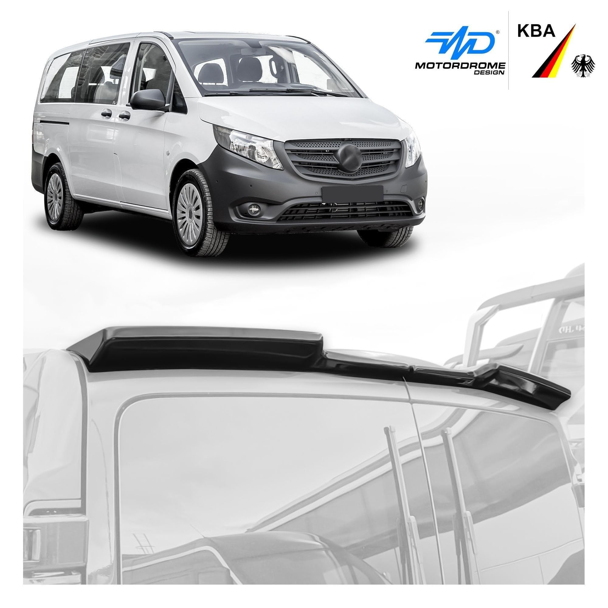 CHROMEMASTER | Becquet de Toit ; Becquet Arrière Compatible avec Mercedes Vito 2014+ ; Accessoires Auto - Spoiler pour Voiture ; pour la Peinture ; Assemblage : Colle | Tuning Optique Automobile; ABE