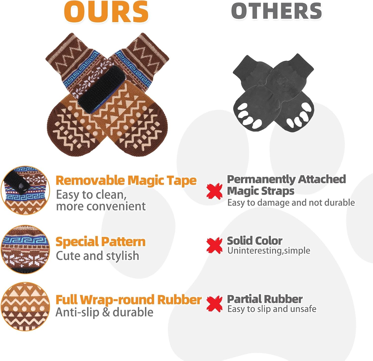 Dog Socks Shoes for Hot Pavement, Breathable & Warm Winter Dog Booties to Prevent Licking Paws for Small Medium Large Senior Dogs,Non Slip Grippy Pet Boots & Paw Protectors for Hardwood Floor