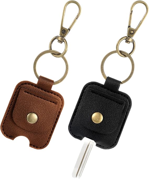 2PCS Broken Car Key Loop Replacement Leather Car Key Cover Cute Keys Covers Caps Fod Protector Keyfob Keychain Holder