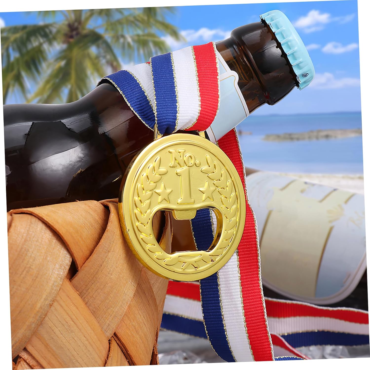 Cabilock 3pcs Creative Gold Medal Bottle Opener Unique Beer Opener for Parties Compact and Portable Design for Friends and Home Decoration