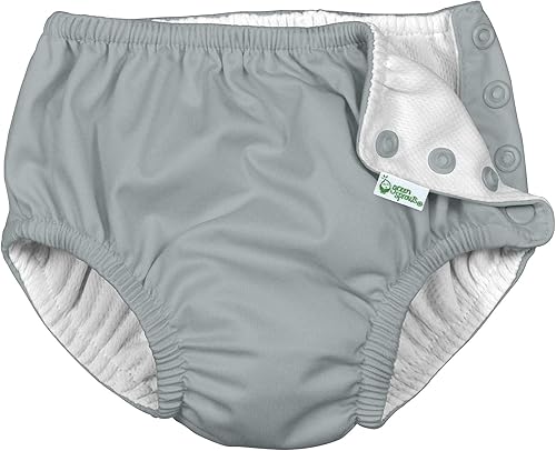 i play by Green Sprouts - Pañal de natación reutilizable a presión no necesita ningún otro pañal protección UPF 50 Gris 24 Month
