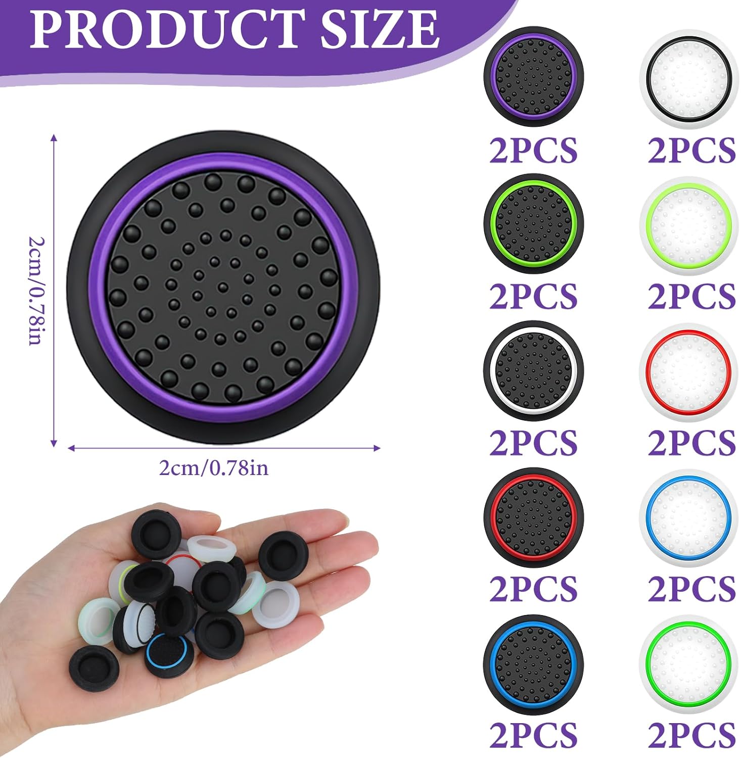 20 Pieces Thumbstick Caps Grip Accessories Controller Stick Attachments Silicone Caps for PS5 PS4 Xbox One Series X/S Thumb Grips Joystick Protection Attachments Increased Precision Durability (10