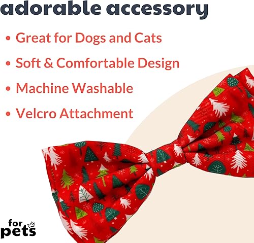 Miniatura 2 de Huxley & Kent Pajarita para mascotas  Árboles de Navidad (grande)  Accesorio de corbata de lazo de gancho y lazo para vacaciones de Navidad