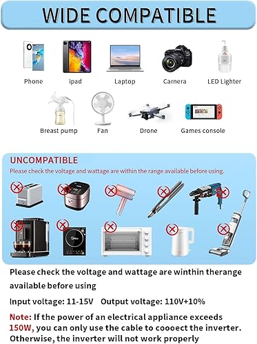 Vista 5 de Inversor de corriente del vehículo del coche 800W/2000W (pico) DC-AC 12V-110V convertidor fuente de alimentación
