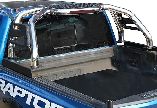 Miniatura 9 de Barra enrollable deportiva ajustable para caja de camioneta, barras enrollables de acero inoxidable compatibles con Dodge Ram 1500/2500/3500, Ford