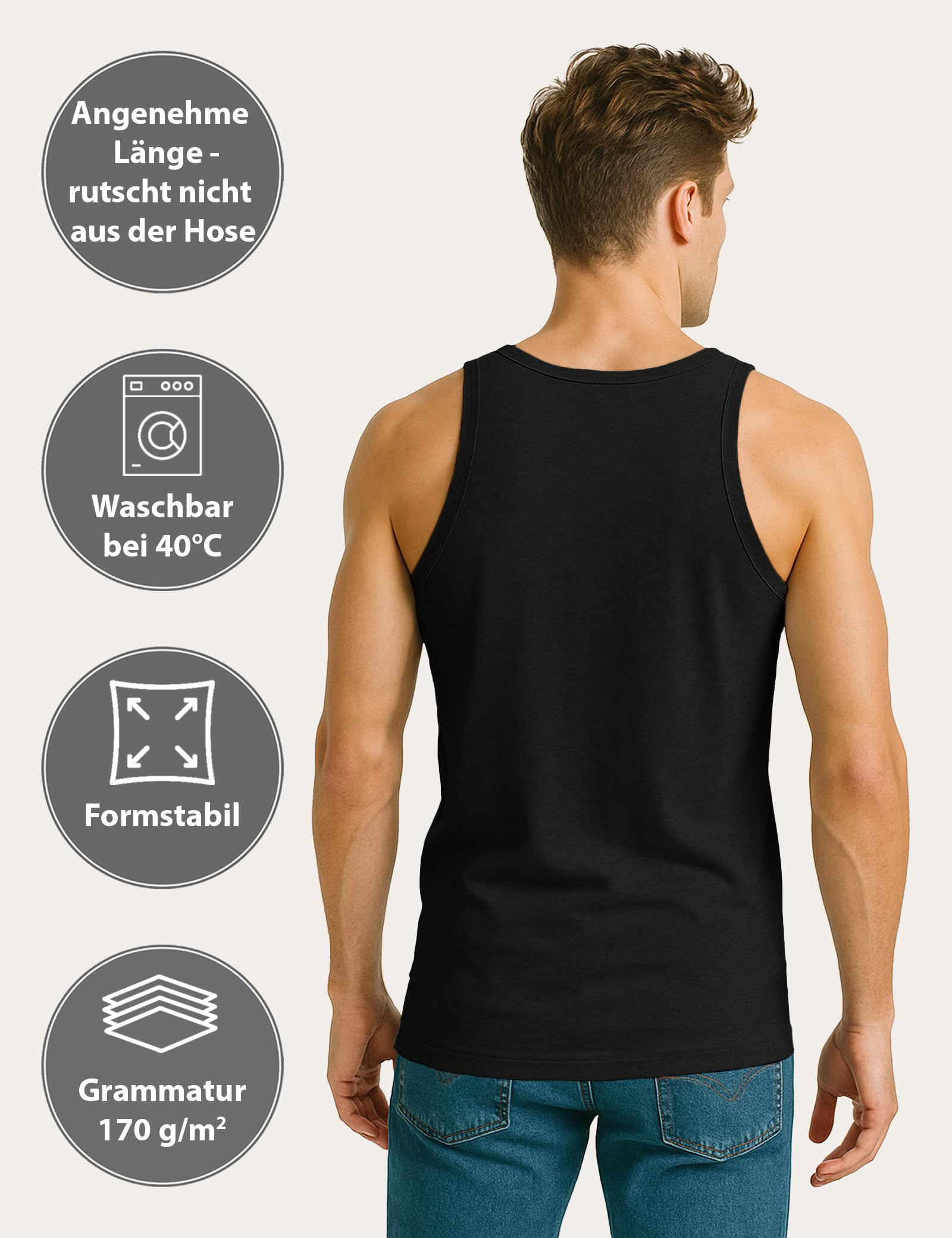 ALPIDEX Herren Classic Unterhemd 5er Set Männer Tank Top 100% Baumwolle Basic Feinripp Ärmellos Shirt Weiß Schwarz