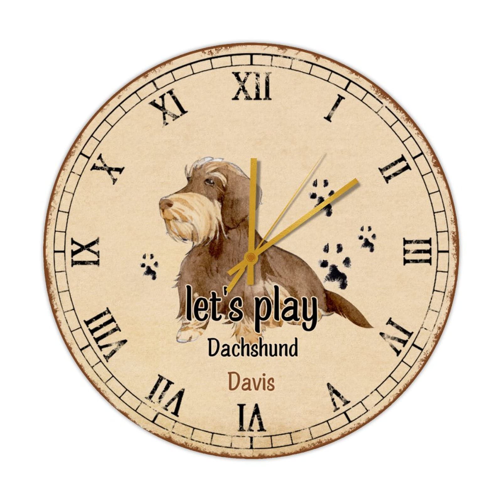 Horloge murale teckel en bois idée cadeau pour maman et papa chien
