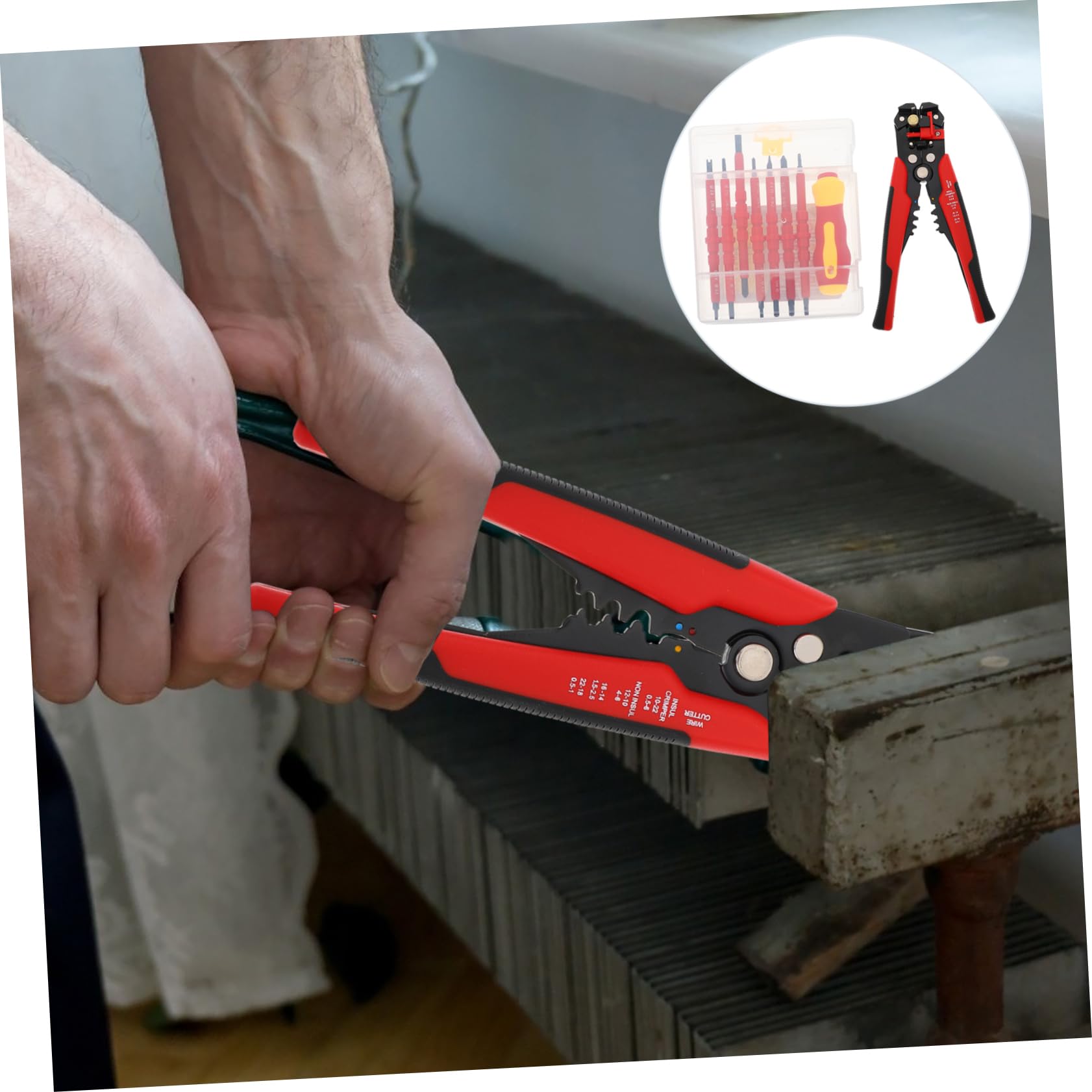Gatuida Kits De Destornilladores Para Electricistas Aislados y Crimpadora De Terminales De Cable Certificados, Multifuncionales y Ergonómicos Para Trabajos Eléctricos, Set De 9 Piezas