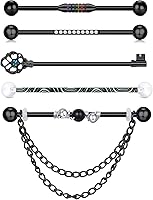 Vista 16 de QWALIT - Aretes para piercing industrial aretes industriales de piercing para mujer y hombre de 14 g. piercing de acero inoxidable quirúrgico E11