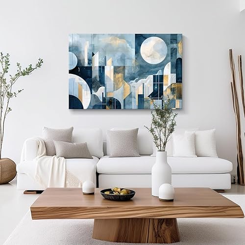 Miniatura 35 de Lienzo artístico para pared, pinturas de arte abstracto, fantasía azul, grafiti colorido sobre fondo blanco; decoración artística moderna para sala