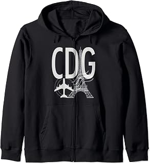 CDG AIRPORT CODE BAGGAGE TAG LUGGAGE TAG PARIS FRANCE EUROPE Zip Hoodie
