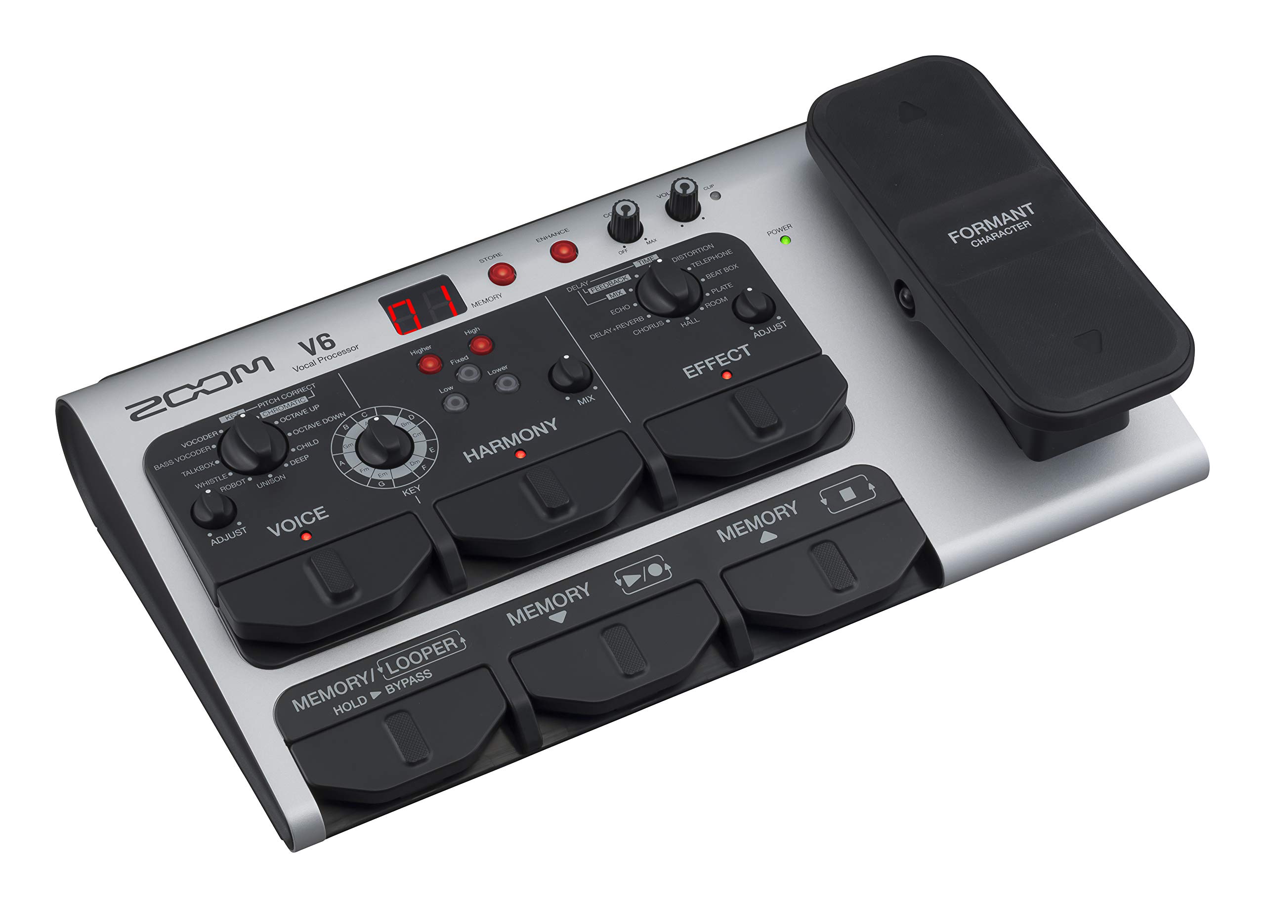 Zoom Procesador vocal V6-SP, pedal de efectos vocales, pedal formante, armonía, bucle, 10 efectos de estudio, para estudio y actuaciones en vivo