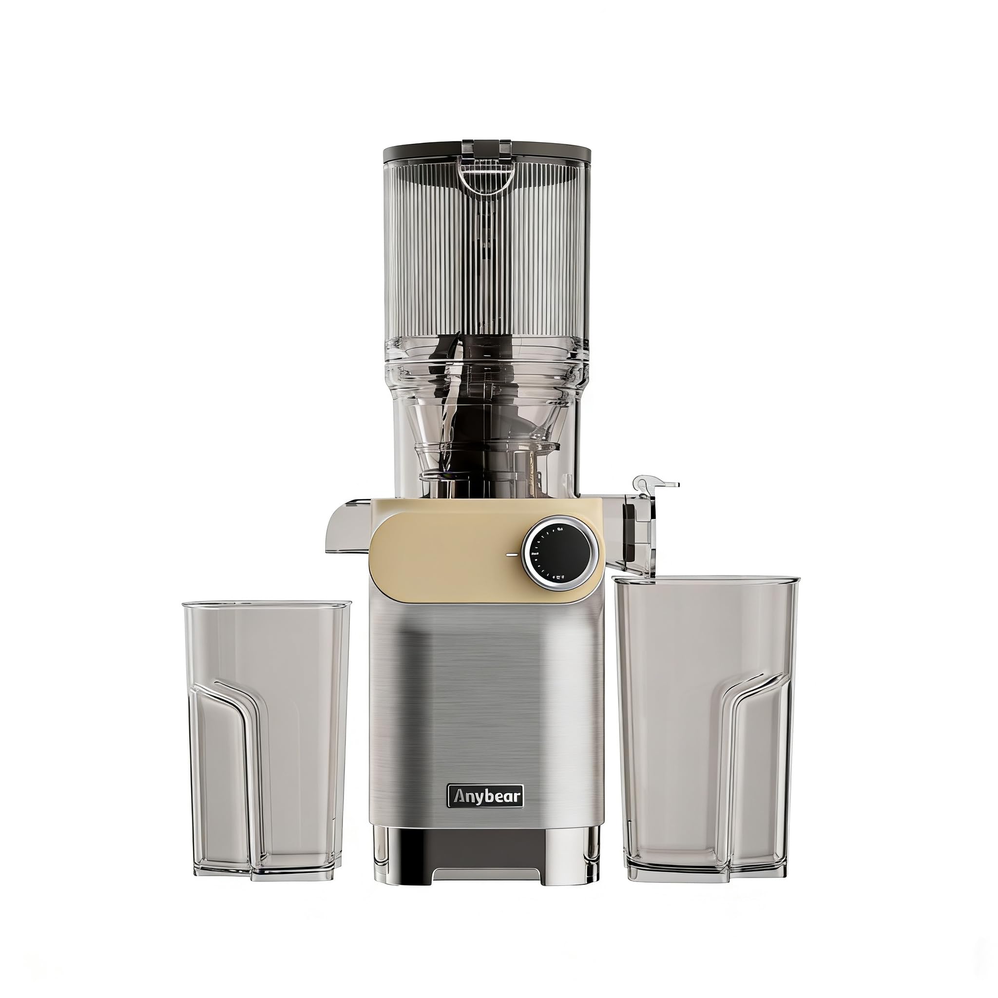 Anybear Extracteur de Jus à Froid, 200W Masticien Extracteur de Jus, 110cm Grande Gamelle pour Fruits et Légumes Entiers, Extracteur de jus Lent, Matériaux Tritan, Sans BPA (Light Gray