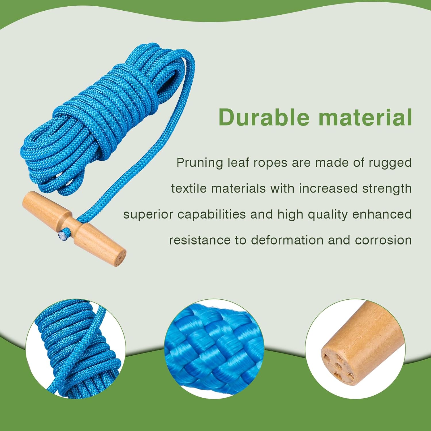 PR-20 Tree Pruner Rope Replacement Parts Compatible with Jameson Fiscar Big Mouth Pole Saw Tree Trimmers Pruners, Manual Long Handle Cutting Pruners Pole Saw Rope with Wooden Handle - 20 Feet