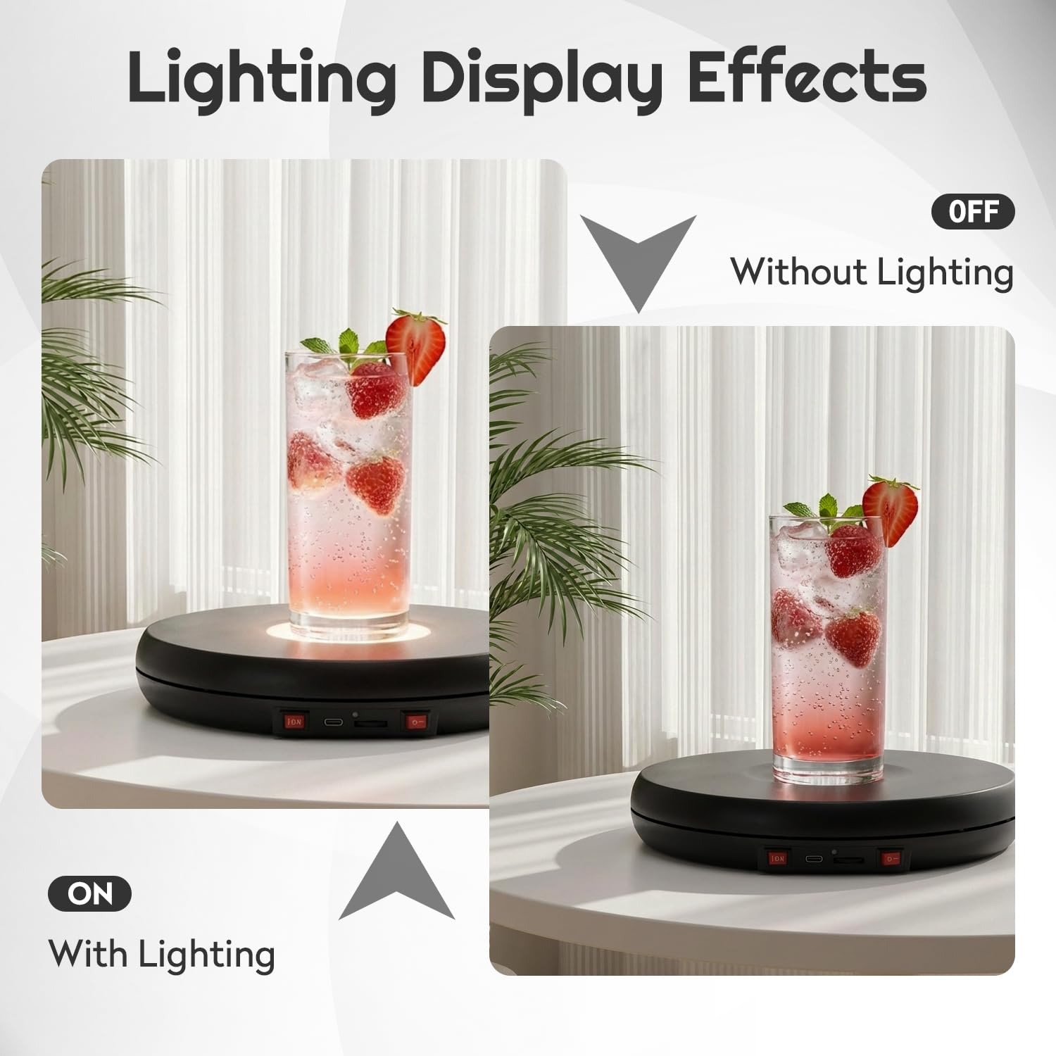 Tissting Base Giratoria Para Pantalla Led, DiáMetro De 10/25 Cm, Pantalla Giratoria Motorizada Negra, Carga Central De 22 Lb, Para ExhibicióN En Tiendas (ABS)