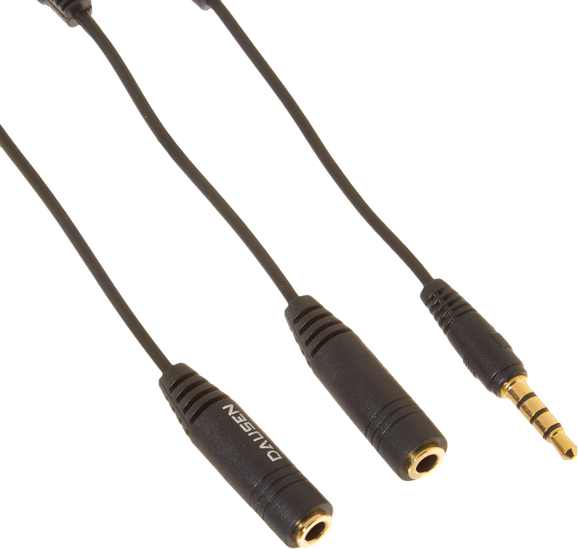Dausen Smart Headphone Splitter with Separate Volume Control - Retail Packaging - Black