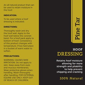 Tenda Pine Tar - Retains Hoof Moisture Allowing for More Strength and Pliability to Help with Chipping and Cracking