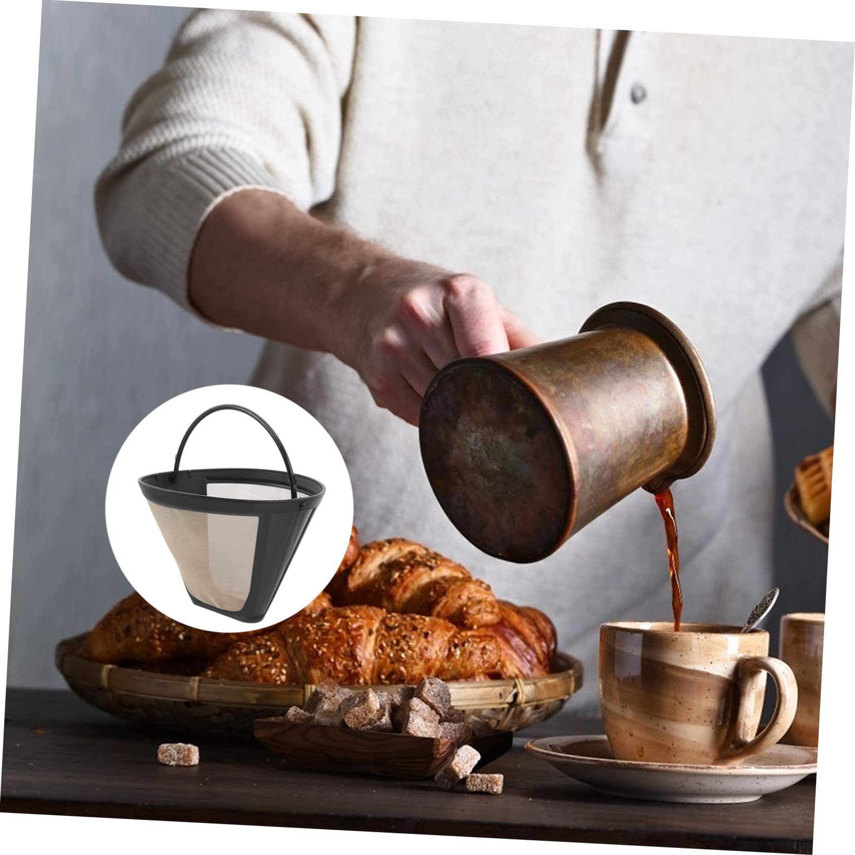 Golden Cone Shape Reusable Coffee Filter Mesh Filter for Drip Coffee Makers Safe to Use Easy to Clean Dishwasher Safe
