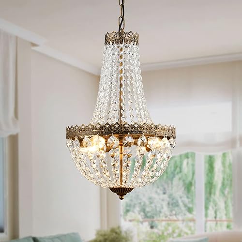 4 luces estilo imperio francés, mini lámpara de cristal para casa de campo, con acabado de bronce, lámpara de techo para comedor, dormitorio,