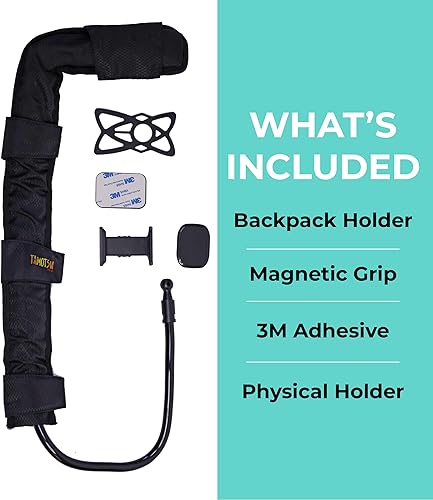 Miniatura 6 de Tamotsu Mochila de viaje con soporte para teléfono de tercera mano, accesorio ergonómico para caminar, hablar y explorar, ideal para museos, paseos