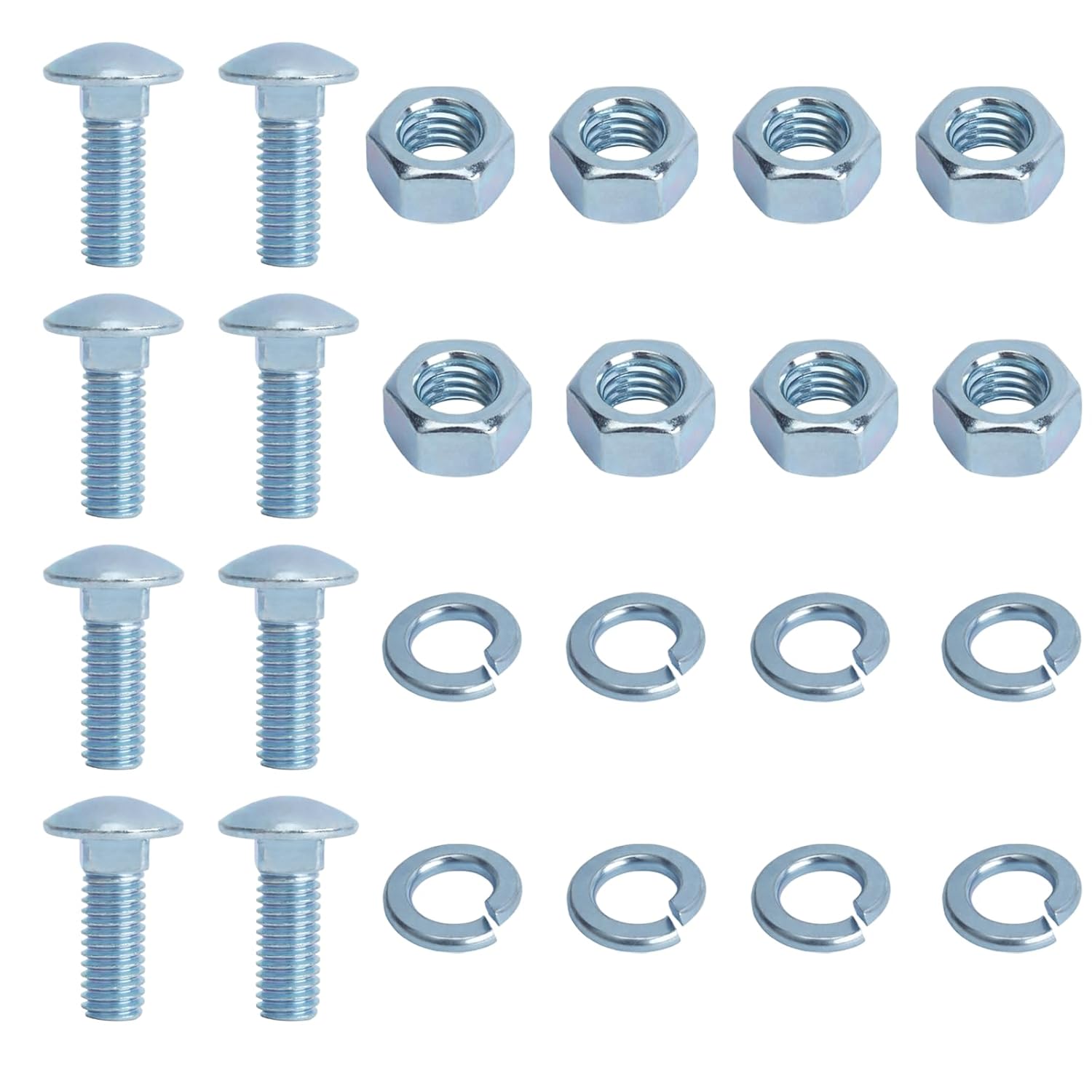 Ford Bumper Hardware Kit - 7/16-14x1-1/4 Chrome Capped Carriage Bolts, Hex Nuts & Lock Washers - Fits Front/Rear Bumpers (8PC)