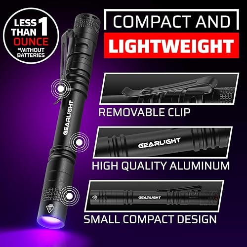 Miniatura 3 de GearLight Linterna de luz negra UV S100 2 unidades  Mini luz negra ultravioleta para bolígrafo ultravioleta para inspección de fugas e inspección de