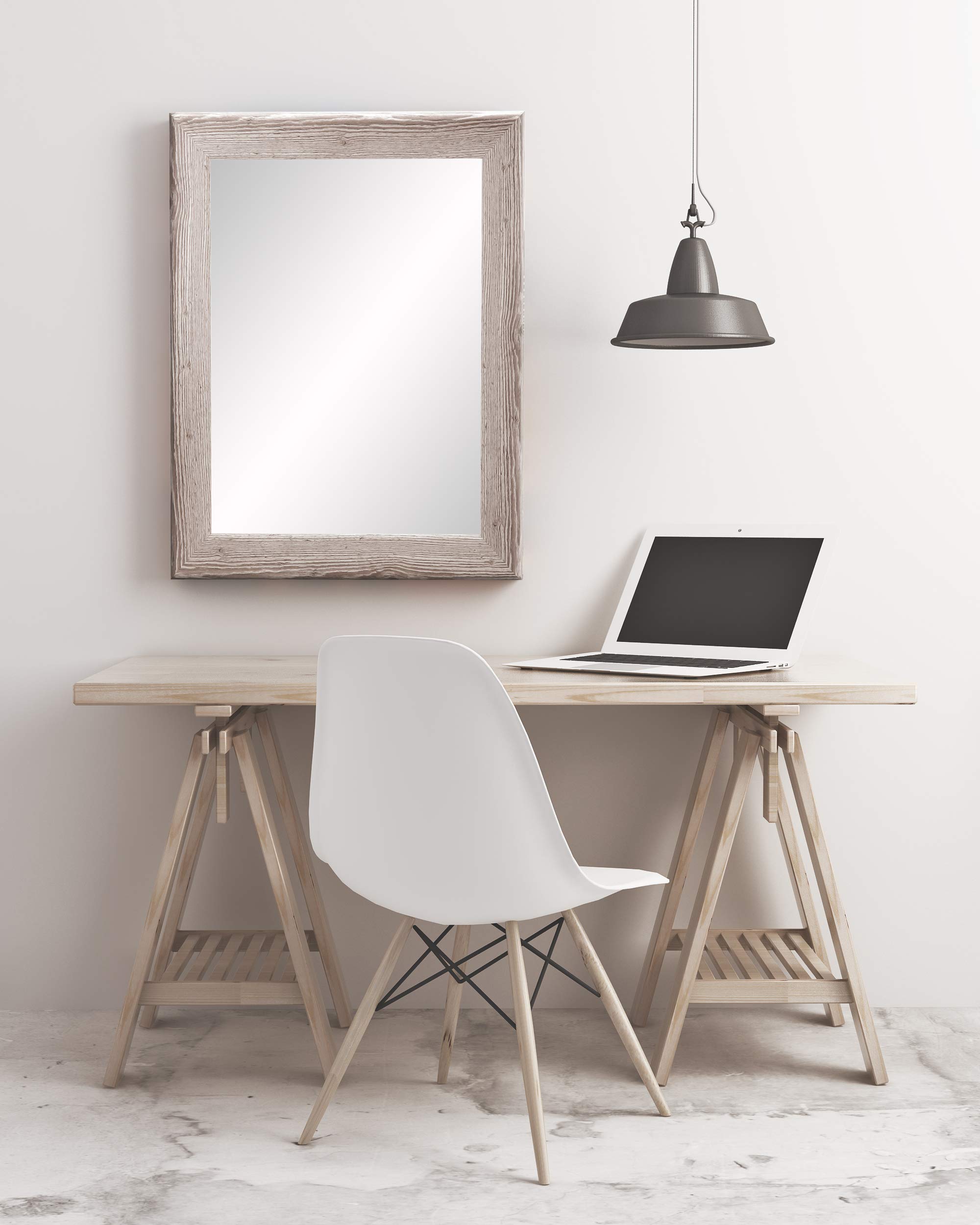 BrandtWorksLLC Cottage Wood Wall Mirror, 32.5 x 36.5, White Barnwood