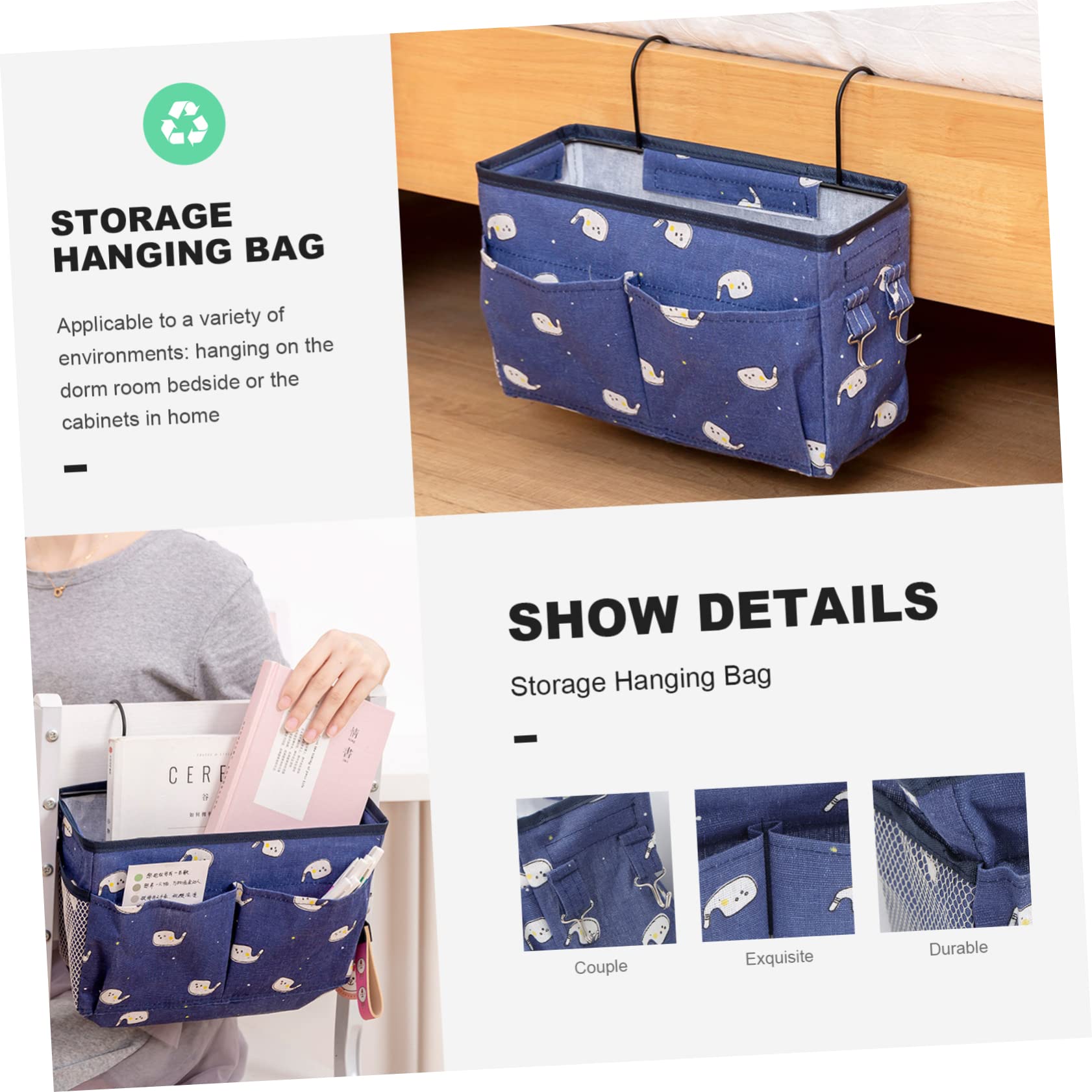 Alipis 2pezzi Borsa Da Appendere Imitazione Lino Organizer Versatile Per Camera Da Letto e Dormitorio Con Gancio Design Pratico e Capiente Elefante