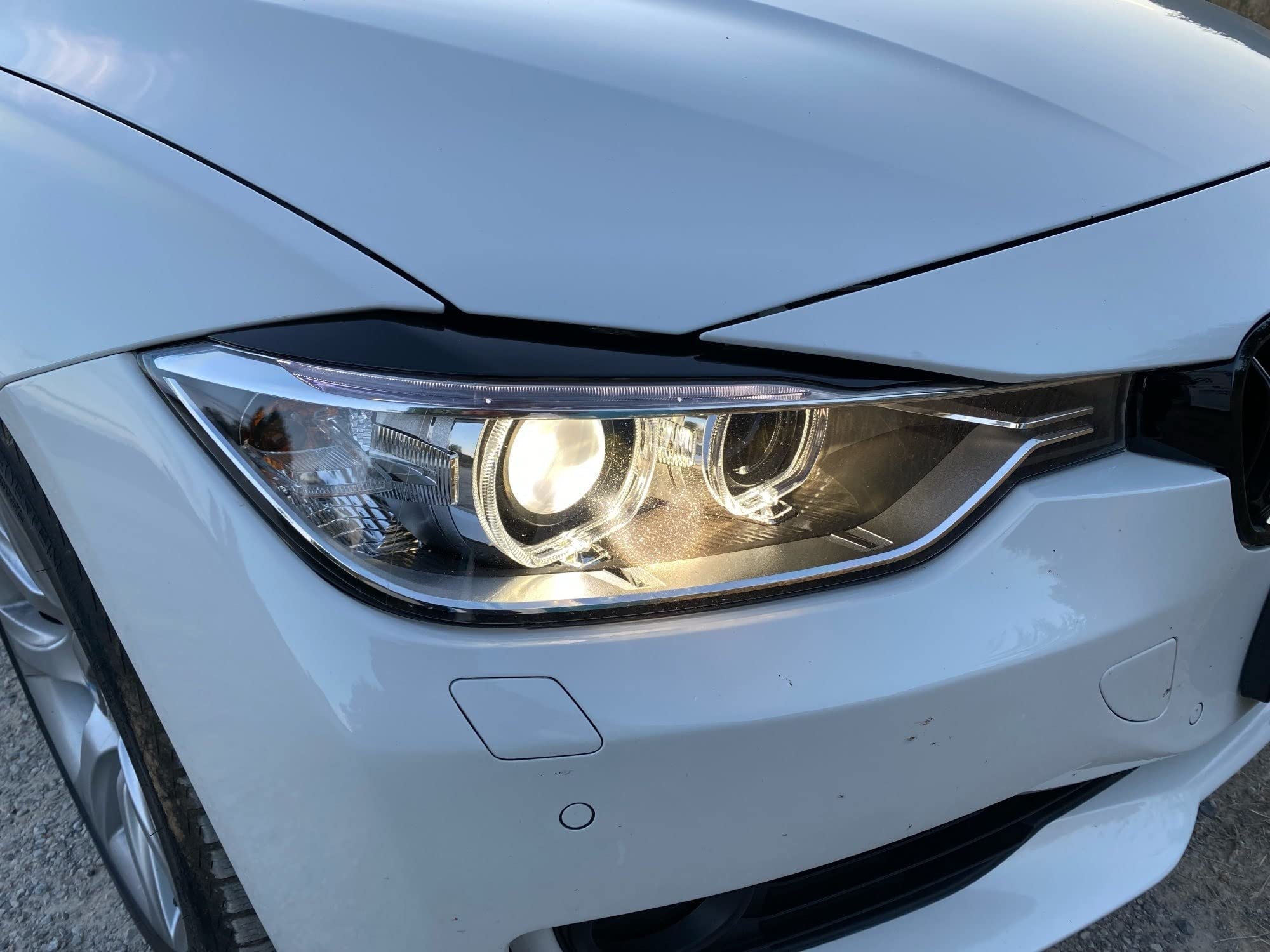 Fari Sopracciglio Palpebre Per BMW Serie 3 F30 F31 M3 316 318 320 325 330 2011-2019 Berlina/Touring ABS Lucido Faro per auto Sopracciglia Palpebra Body Kit fari Anteriori Sopracciglia (Color : Gloss