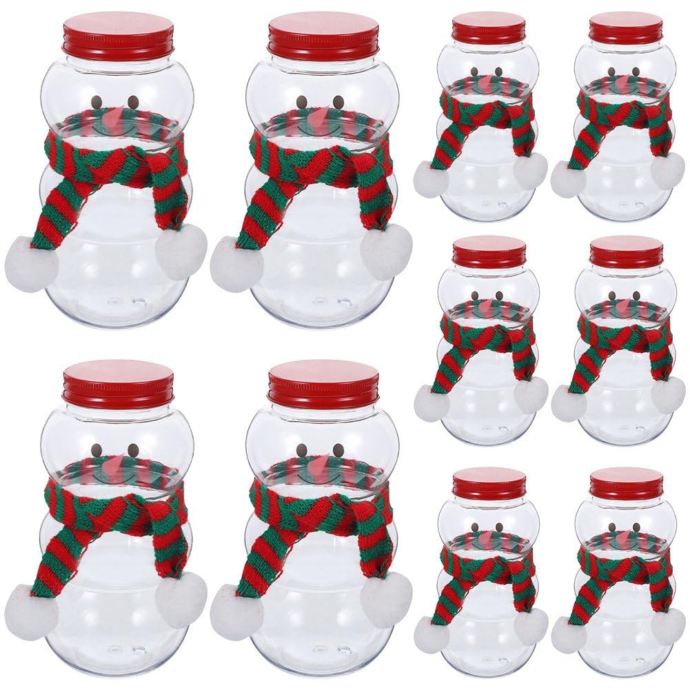 Lot de 10 bouteilles de Noël bonhomme de neige réutilisables pour jus et lait