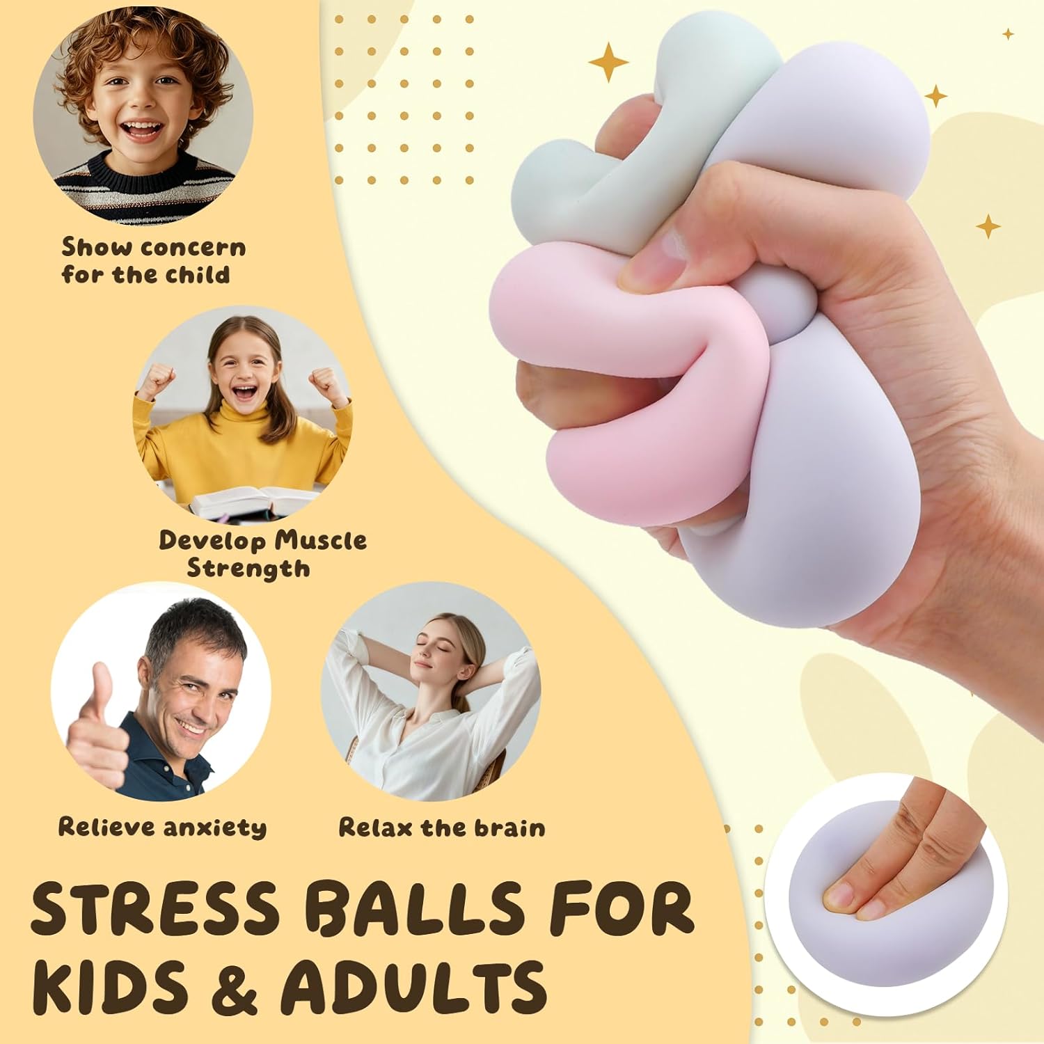 4 PCS Fidget Squishy Toys, Portable Squeeze Vacuum Stress Shapeable Ball Toys, Sensory Focus Toys for Gril Boys Kids Adults Festival Gift Classroom Prize Supplies Goodie Bag Stuffers (Machi)