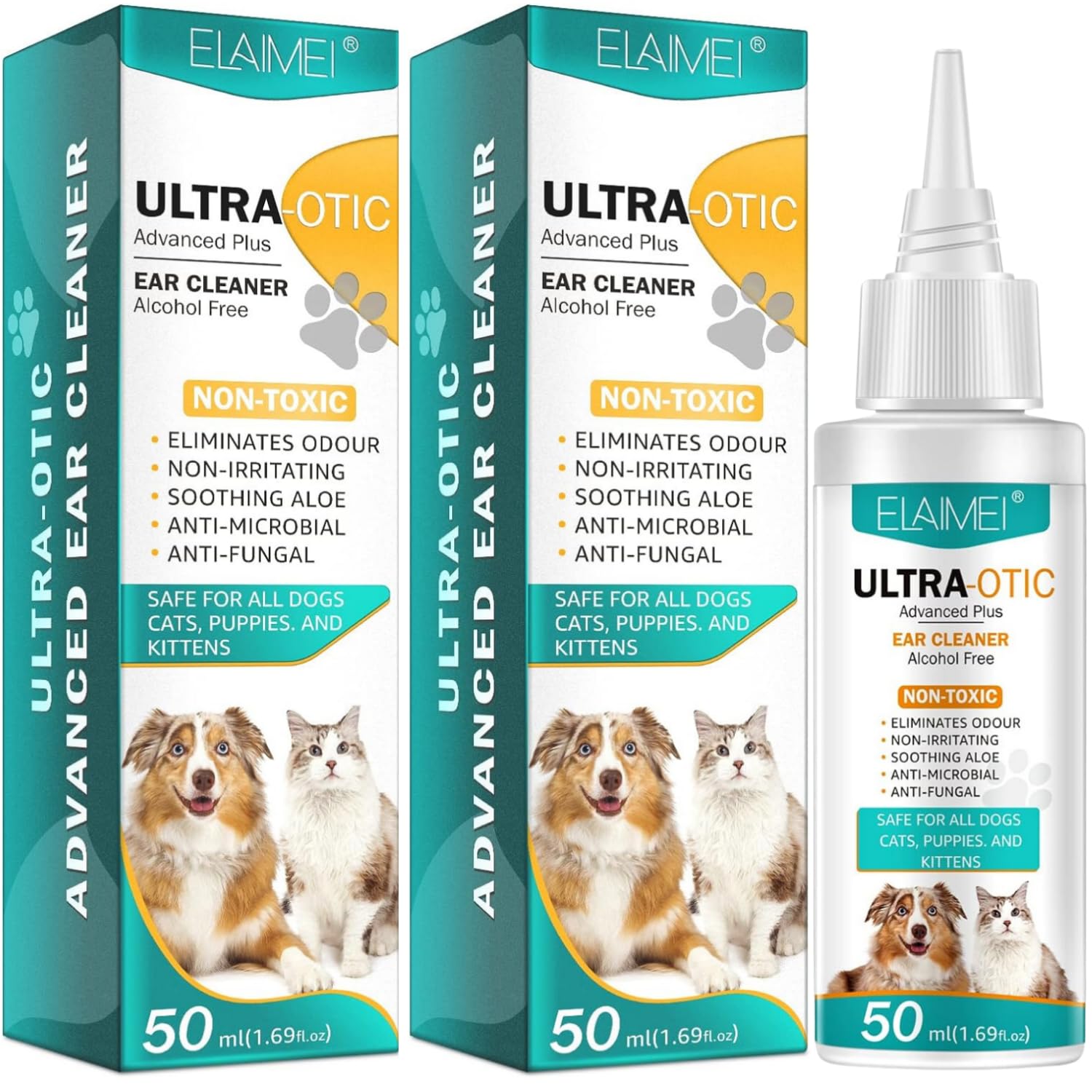 Sanrik Dog Ear Cleaner, Dog Ear Drops for Infection Antibiotics Non-Toxic, Non Irritating