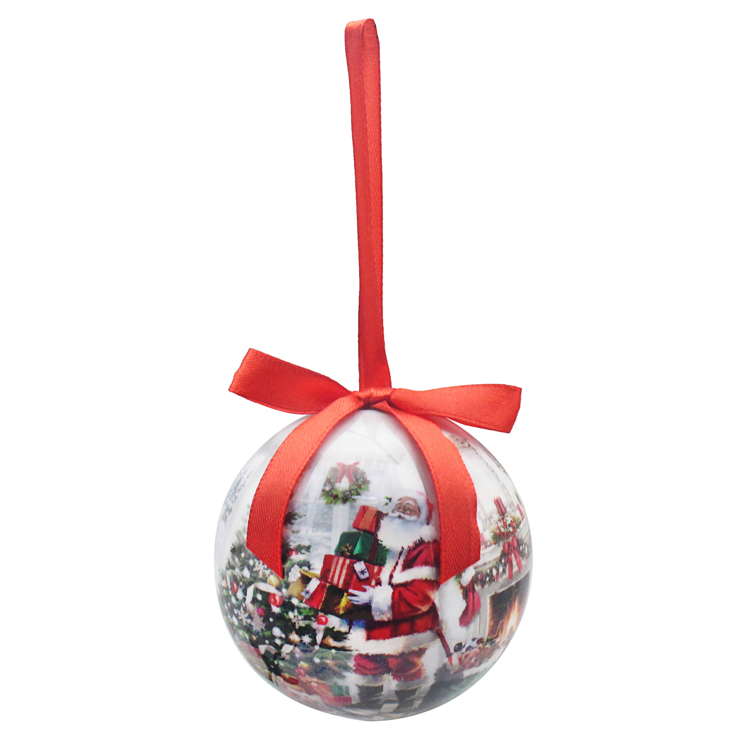 The Leonardo Collection Santa Baubles Set of 6 | Festive Christmas Tree Decorations | Traditional Red & White Holiday Ornaments