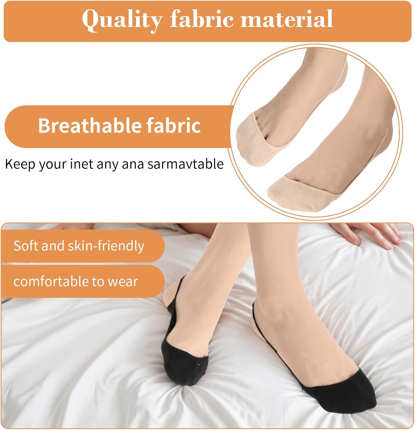 4Pairs Women Ball of Foot Cushion Socks Low Cut Liner Socks No Show Toe Topper with Sling Non-Slip for Heels Dress Shoes - Image 6