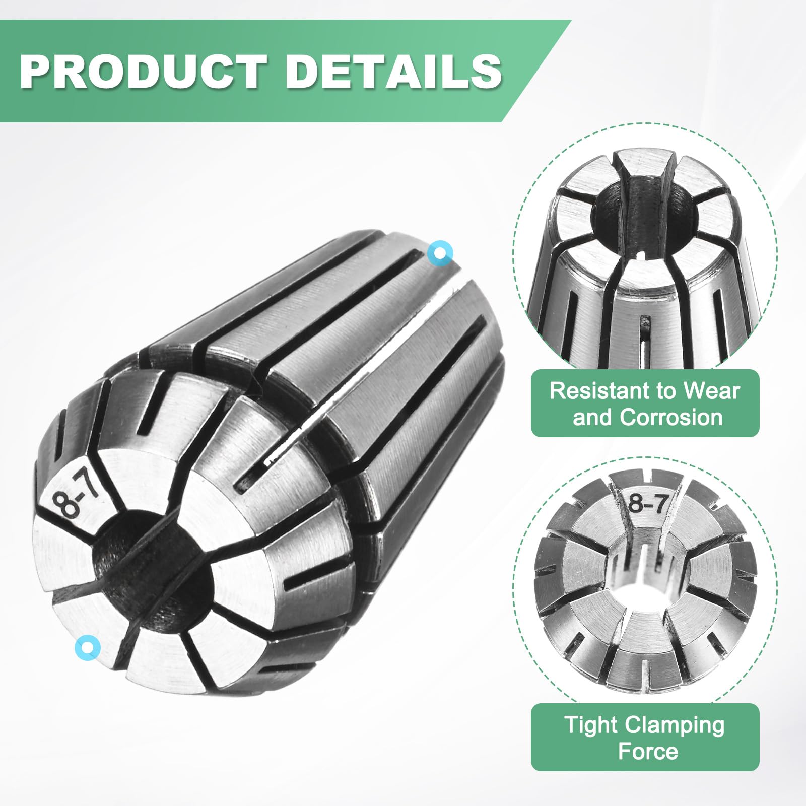 M METERXITY ER20 Spring Collet, 40Cr Steel Spring Collet Chuck 8mm Clamping Diameter for CNC Engraving Machine/Lathe Milling Tool [Silver,1.2x0.8