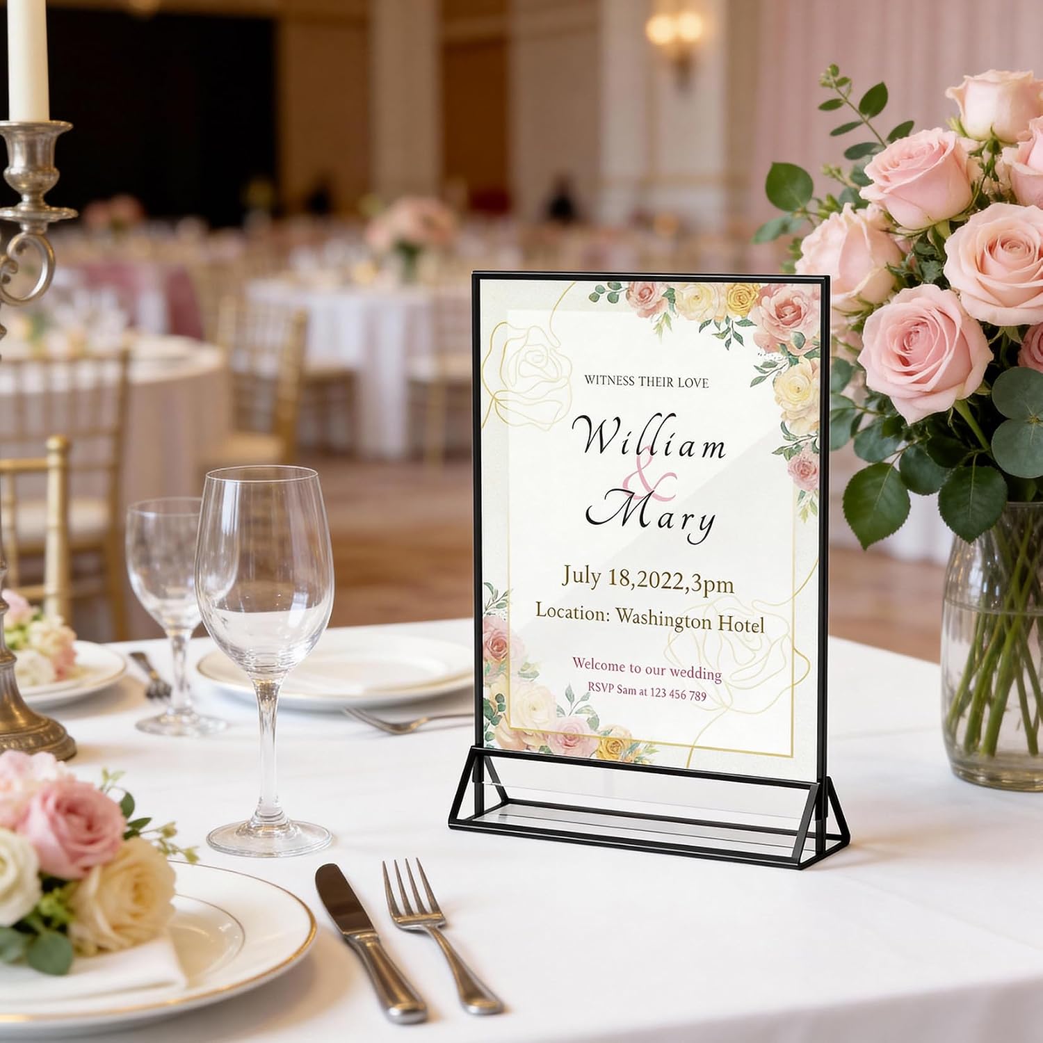Garvee 6 Pack 8.5x11 in Acrylic Sign Holder, Double-Sided Clear Picture Frame Table Number Holders for Flyers, Weddings, Home, Offices, Party Menu Stand - ﻿Easy Assembly