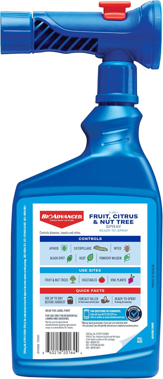 BioAdvanced 3-in-1 Fruit, Citrus & Nut Tree Spray Ready-to-Spray, 32 oz, Fruit Tree Spray