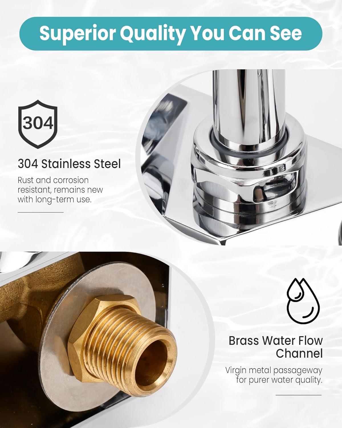 4 Inch Center Kitchen Sink,Commercial Sink Faucet,Brass Kitchen Faucet,Wall Mount Kitchen Faucets，Dual Lever Handles，with 3-1/2" Gooseneck Spout