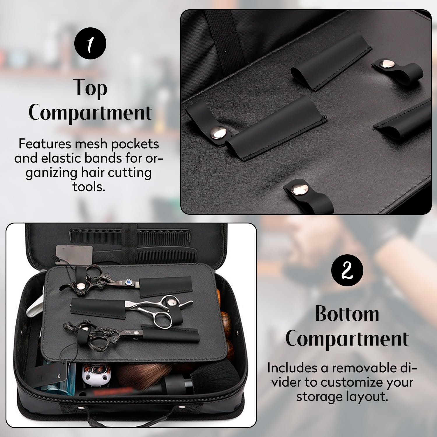 Bolsa De Herramientas Para Peluquero, Estuche Para Cortapelos, Bolsa De Herramientas Para Peluquero, Estuche De Transporte Portátil Para Peluquero, Kit De Aseo Para Corte De Cabello (30x8x21.5cm)