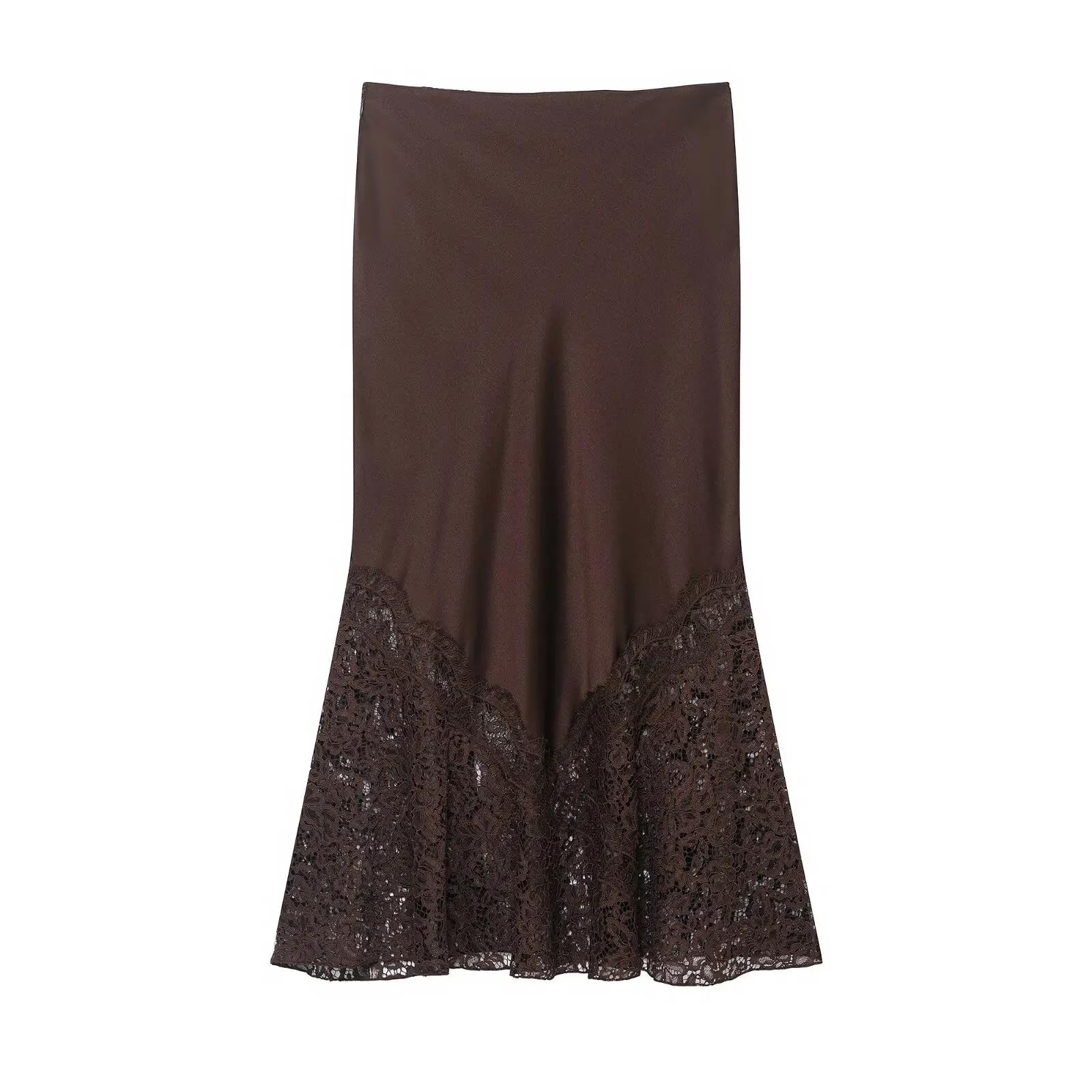 Faldas De Tubo Mujer Vintage Sexy Encaje Retallado Falda Larga con Encaje Frontal Falda De Fiesta Femenina
