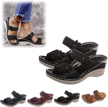 sursell vintage flower orthotic sandals