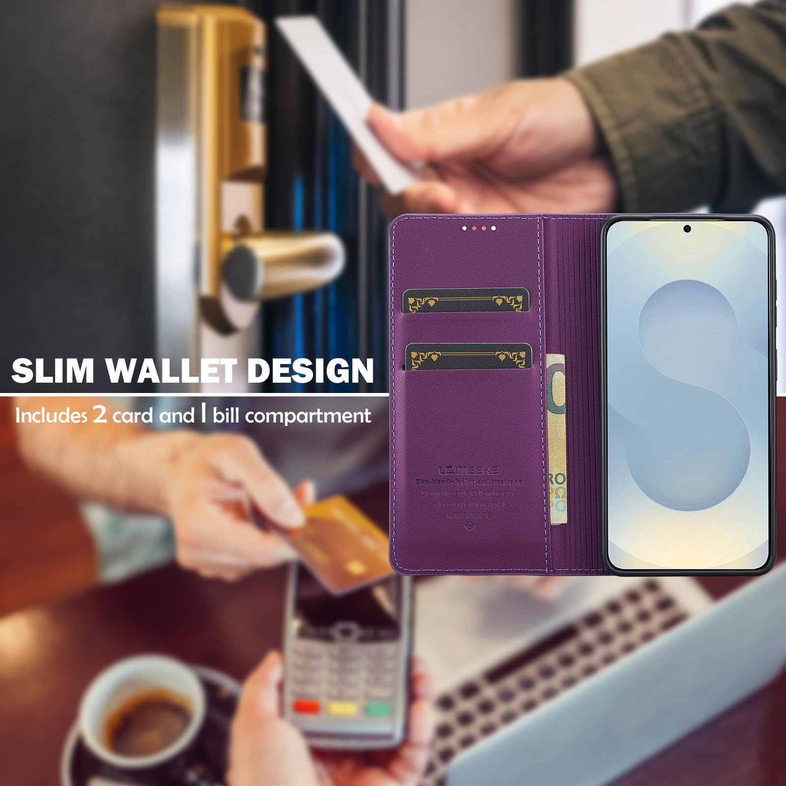 Custodia a portafoglio per Samsung Galaxy s26 plus, in pelle PU, chiusura magnetica, con supporto per carte di credito, supporto antiurto per Samsung s26 plus (Viola)